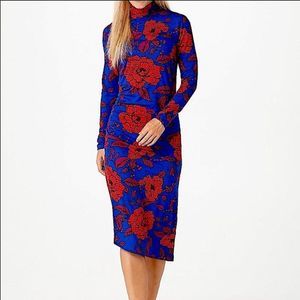 G.I.L.I. Floral Mock Neck Bodycon Dress Size X XS